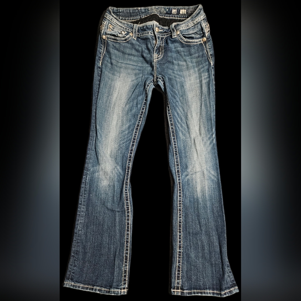 Miss Me Distressed Blue Bootcut Jeans